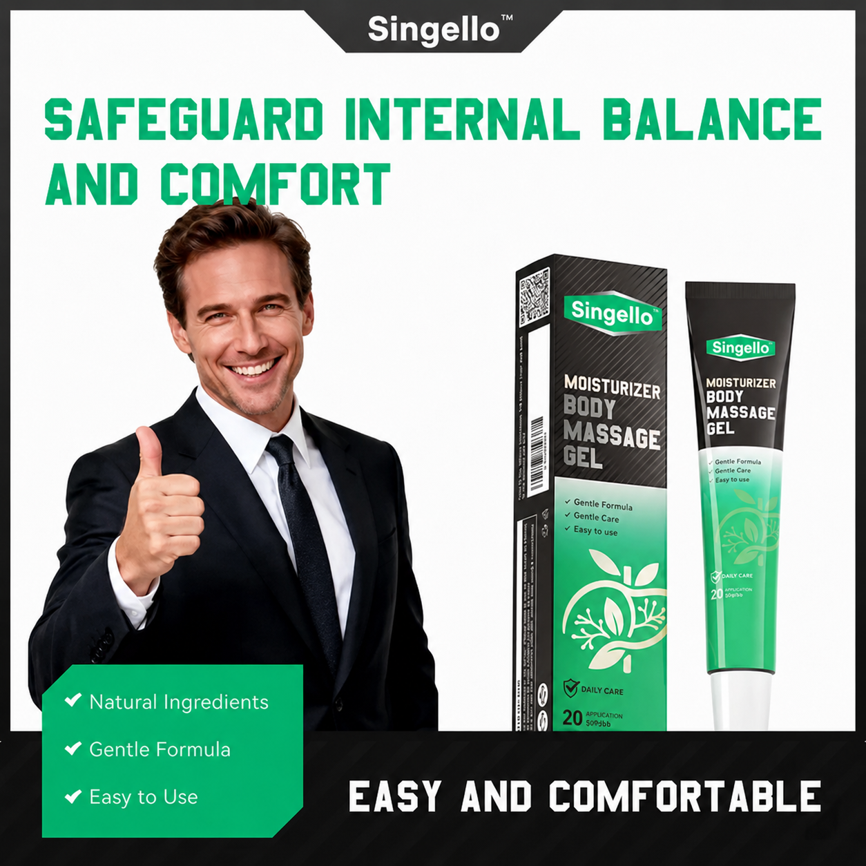 Singello® Natural Herbal Massage Gel — Gentle Soothing & Relaxing Care Formula
